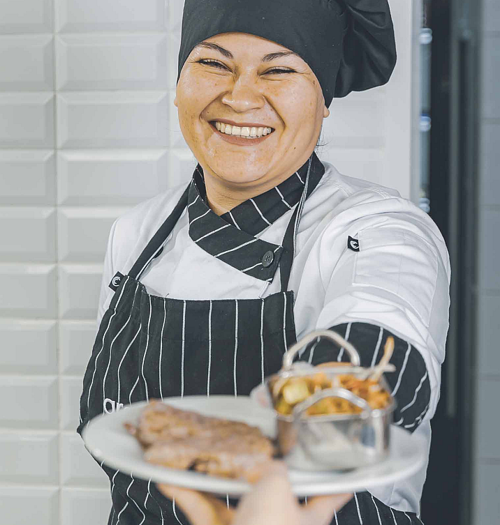 chef serving food